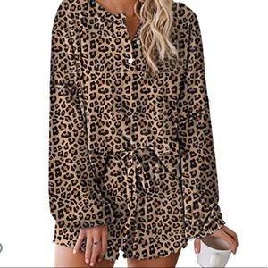 Long sleeve Leopard Pajama Set